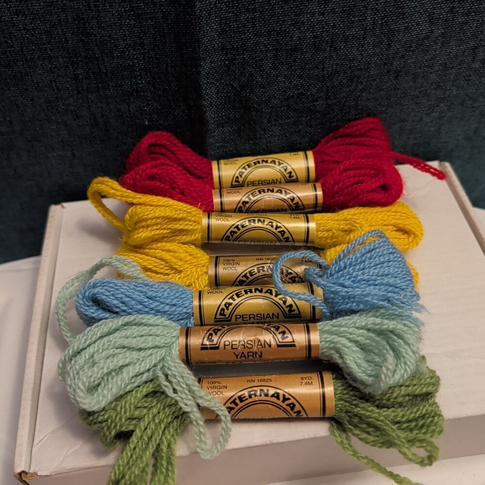 Paternayan Persian Needlepoint Wool Yarn Lot 7 Hanks 100% Virgin 3 Ply VINTAGE